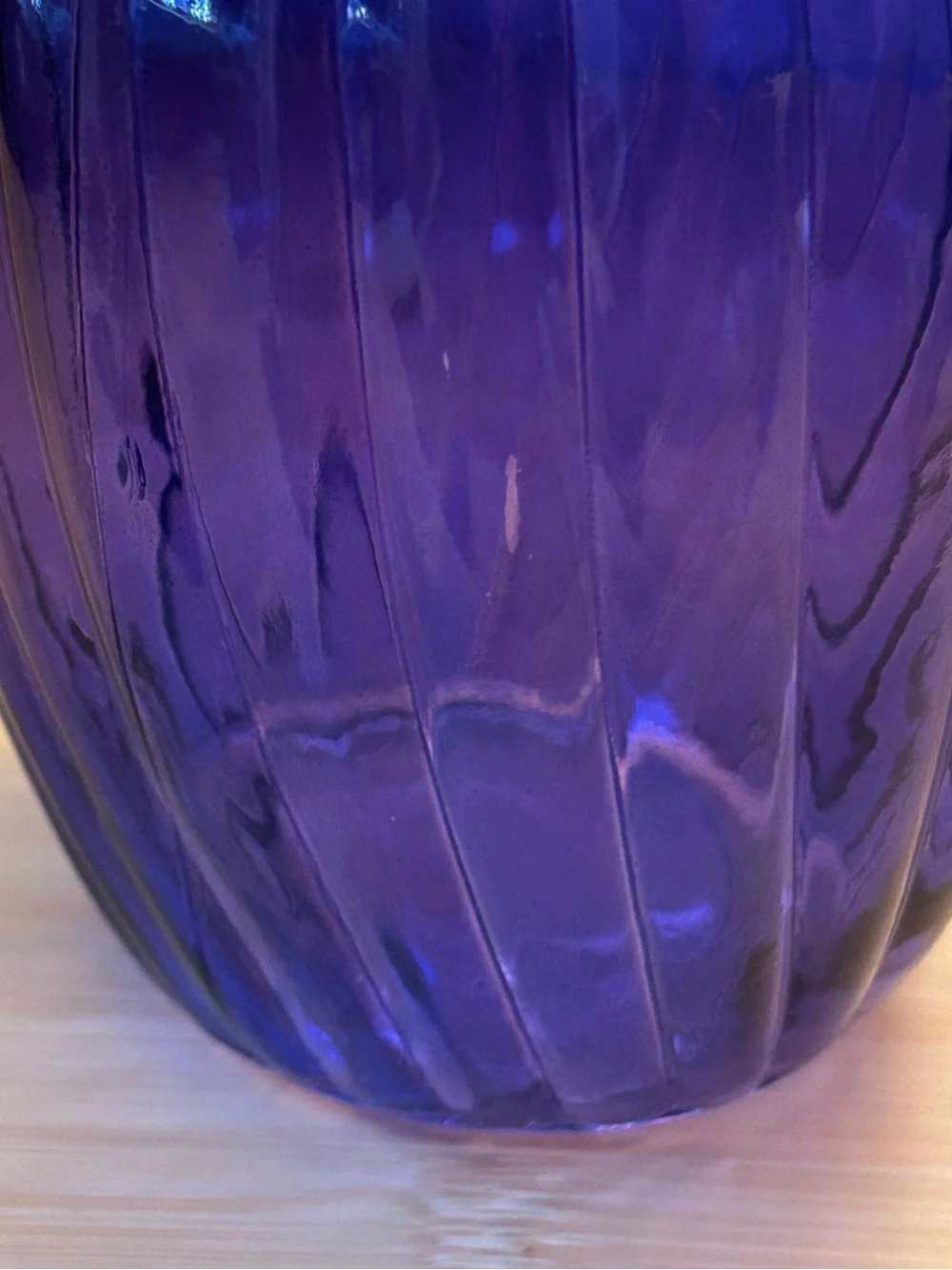 Textured Blue Glass Vase Cobalt Tinted Vintage Style Swirl Sculpt SEE PICS
